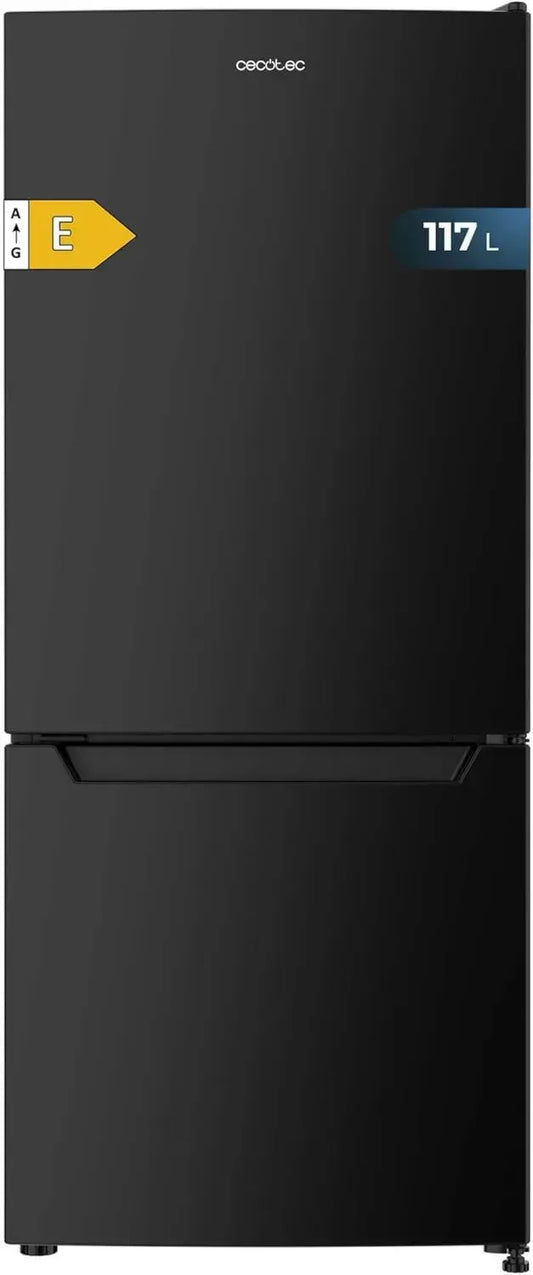 Réfrigérateur Congélateur Combi Bolero CoolMarket 117L Noir, Dégivrage Automatique, Congélation Rapide, Classe Énergétique E